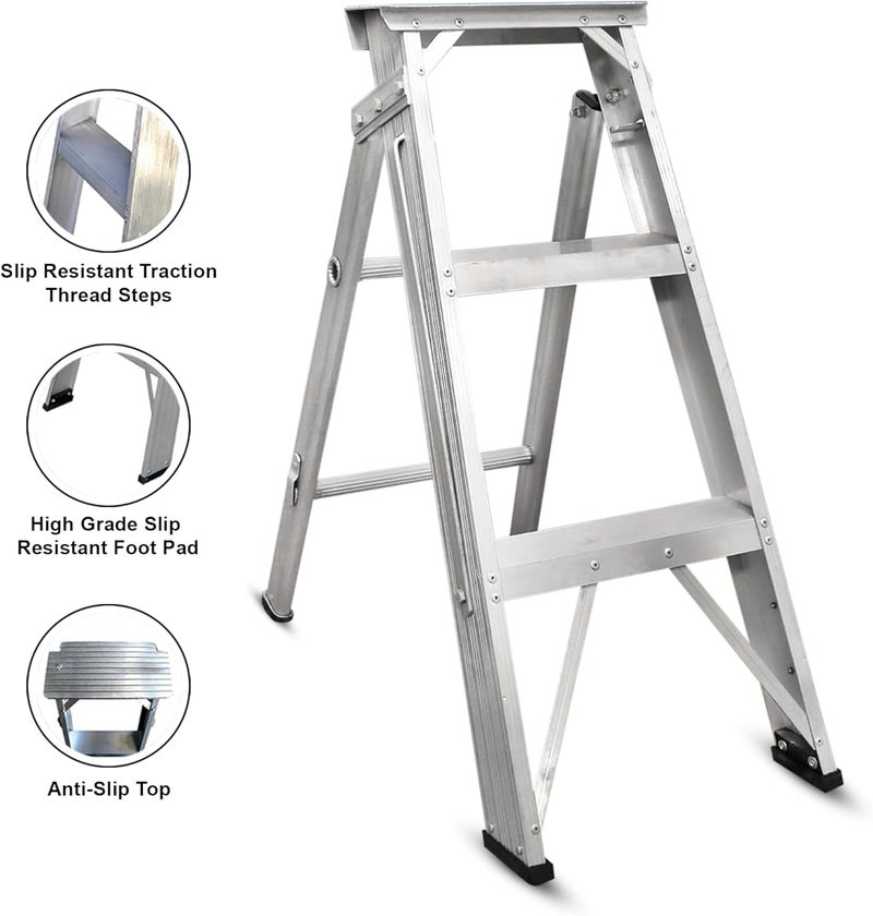 اي ام سي سلم ألومنيوم قابل للطي شديد التحمل من EMC مزود بأقدام مانعة للانزلاق - 3 درجات - Image 5